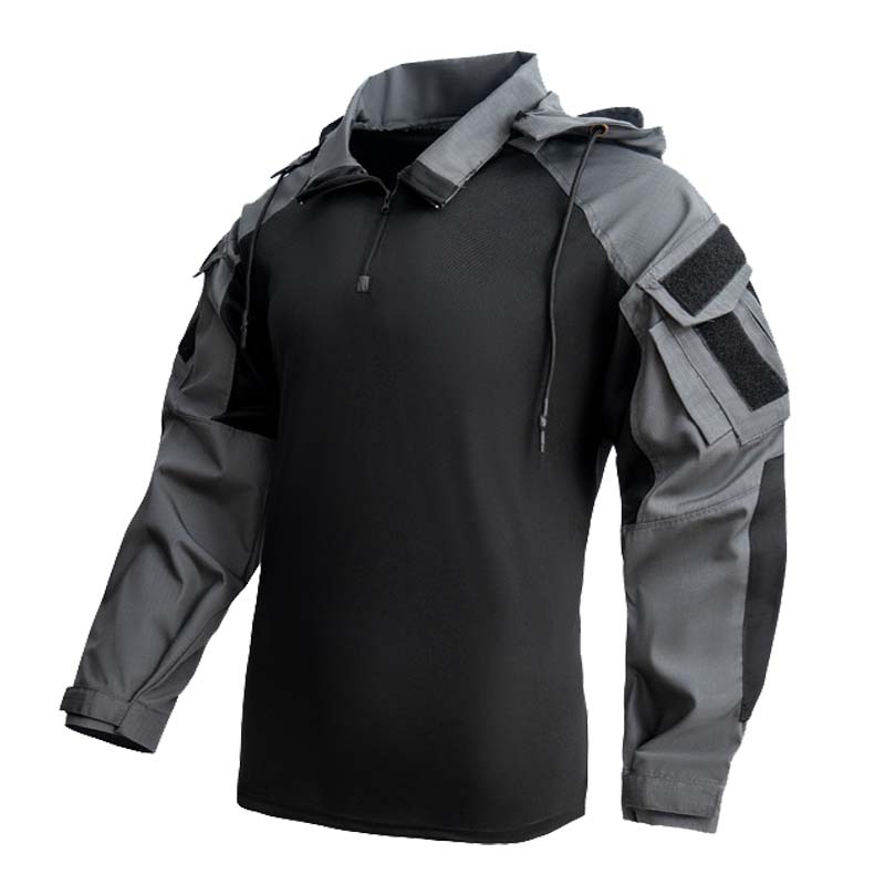Hunting Outdoor Clothing - Camo Combat T-Shirt Hooded Men Tactical