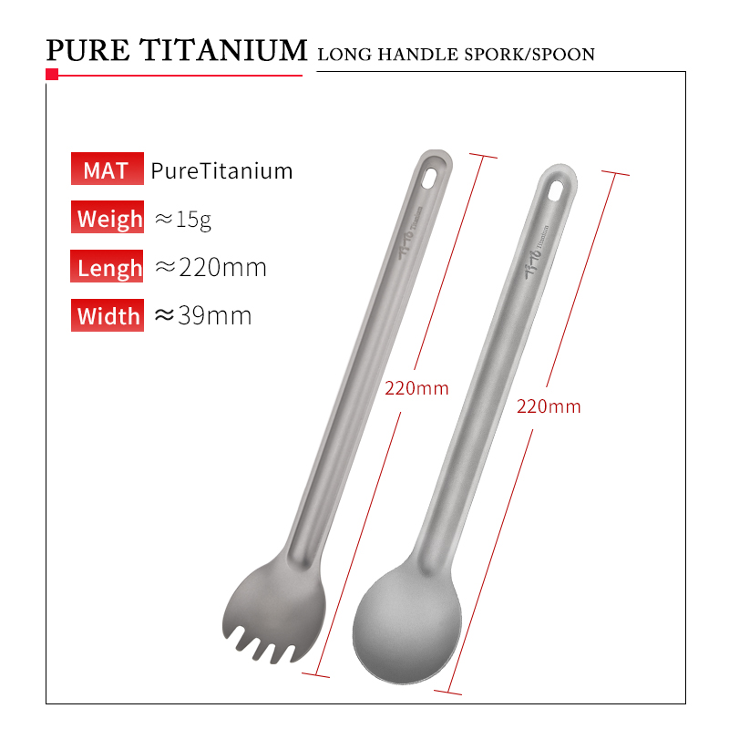 TiTo Titanium Spork Spoon Long - Outdoor Hunting Kitchen 评论和价格