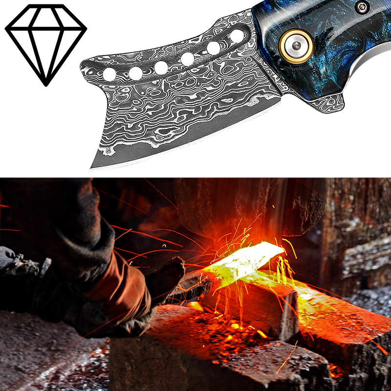 Handmade Damascus Steel Pocket - Hunting Camp Outdoor Kitchen 评论和价格