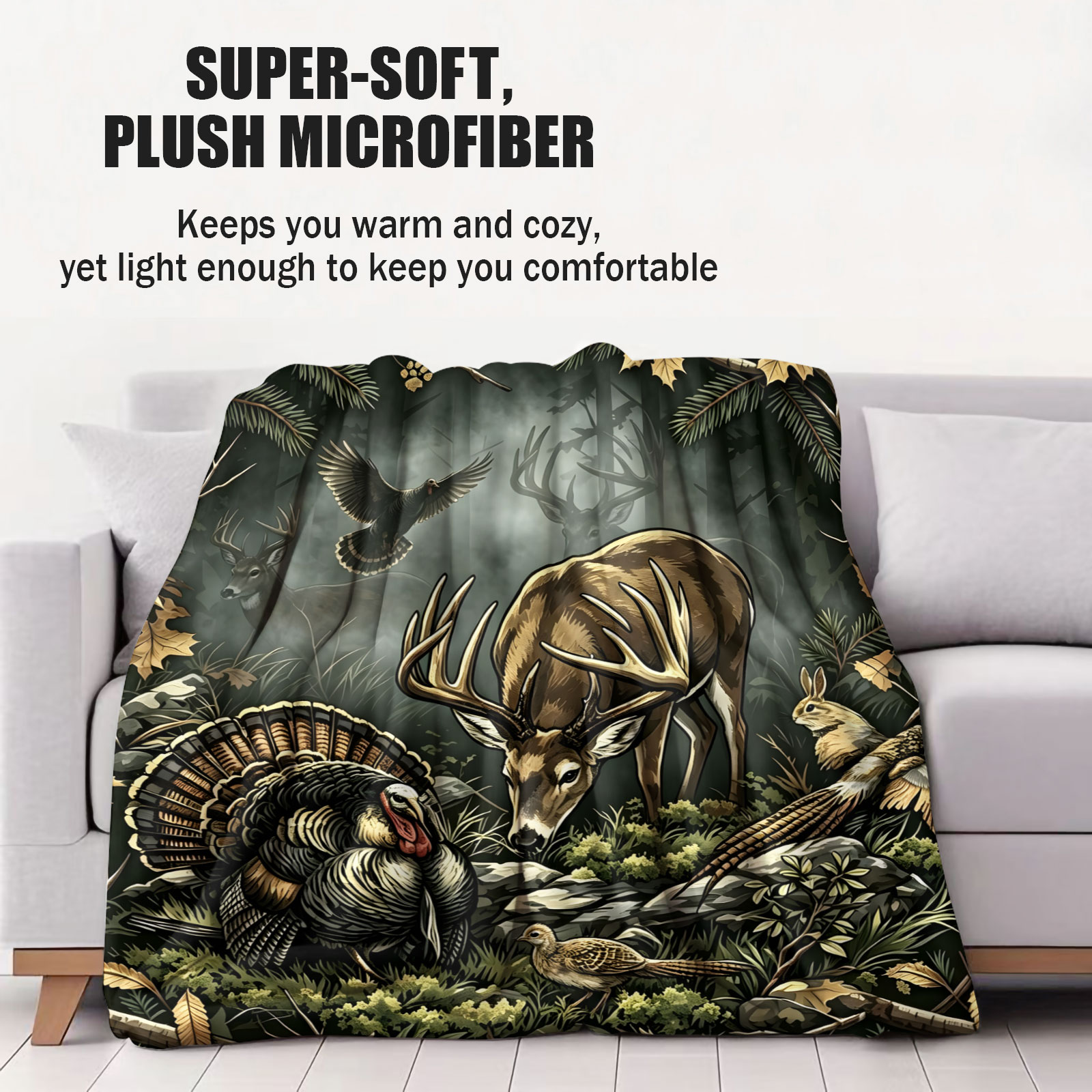 Vintage Woodland Animal Throw  - Wildman Hunting & Outdoor Robertson Photos 评论和价格