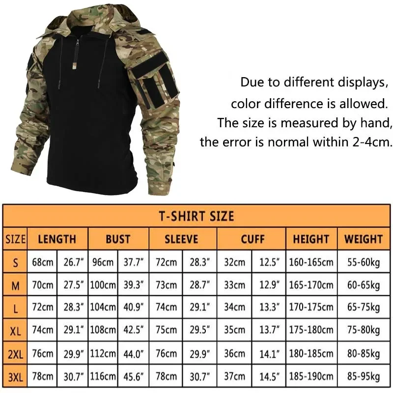 Camo Combat T-Shirt Hooded Men - Hunting Outdoor Clothing 评论和价格