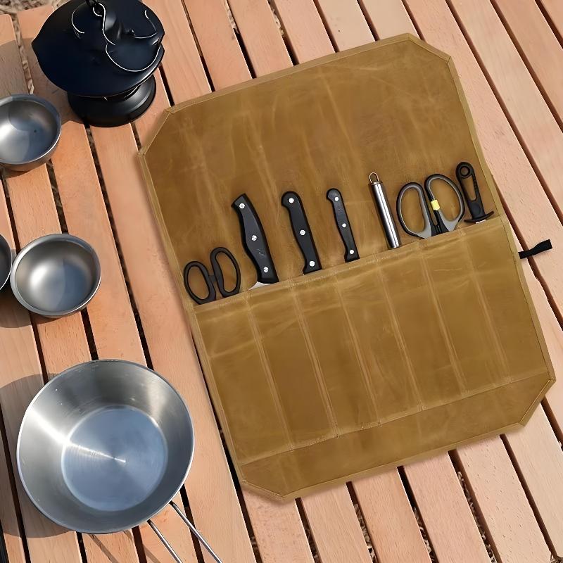 Waxed Canvas Chef Knife Roll M - Outdoor Hunting Kitchen 评论和价格