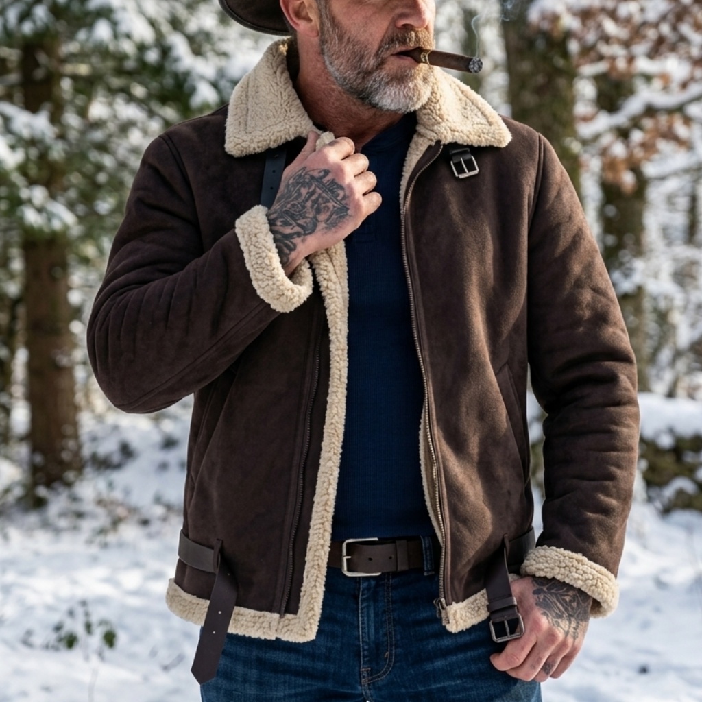 Men Winter Faux Suede Jacket F - Men'S Outdoor Hunting Jacket 评论和价格