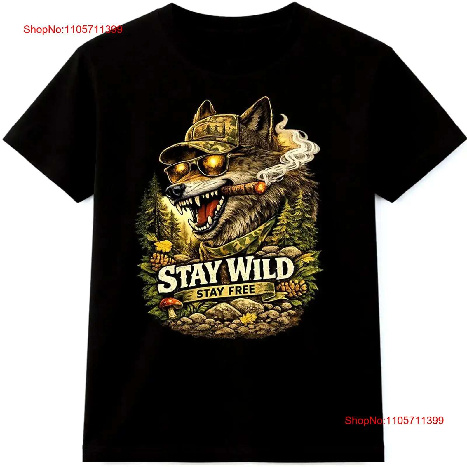Wolf T Shirt Stay Wild Free Ou - Wildman Hunting & Outdoor Robertson Photos 评论和价格
